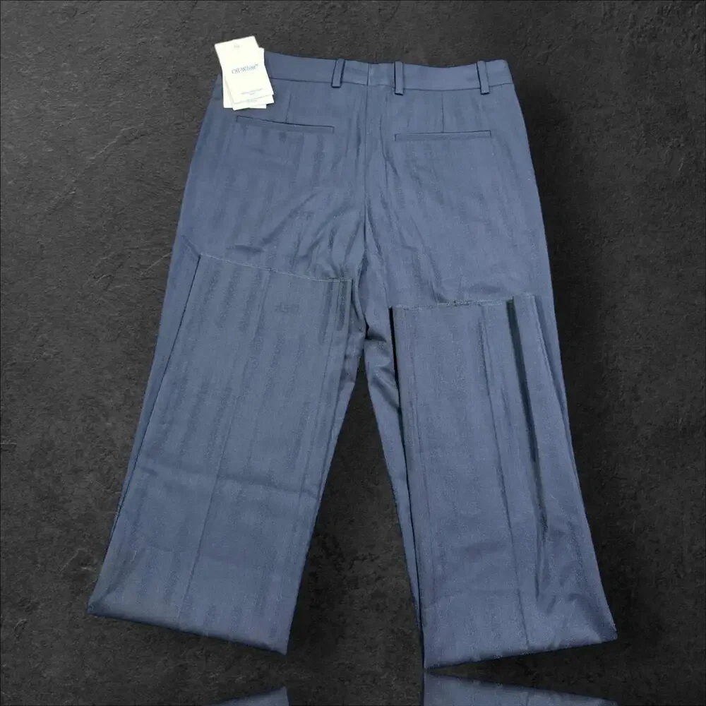 OFF-White C/o Virgil Abloh Shibori Jacq Slim Pant Sierra Leone Navy Blue Size 46